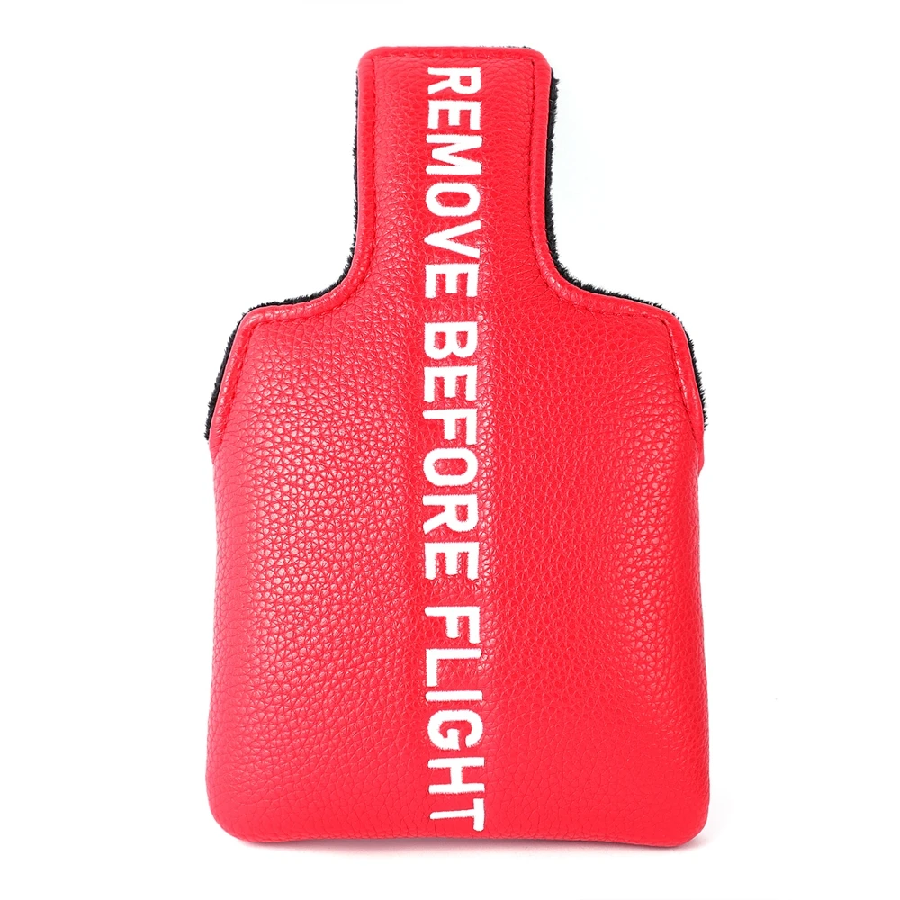 Red  PU Leather REMOVE BEFORE FLIGHT Magnetic Closure Golf Headcover Square Large Mallet Putter Covers