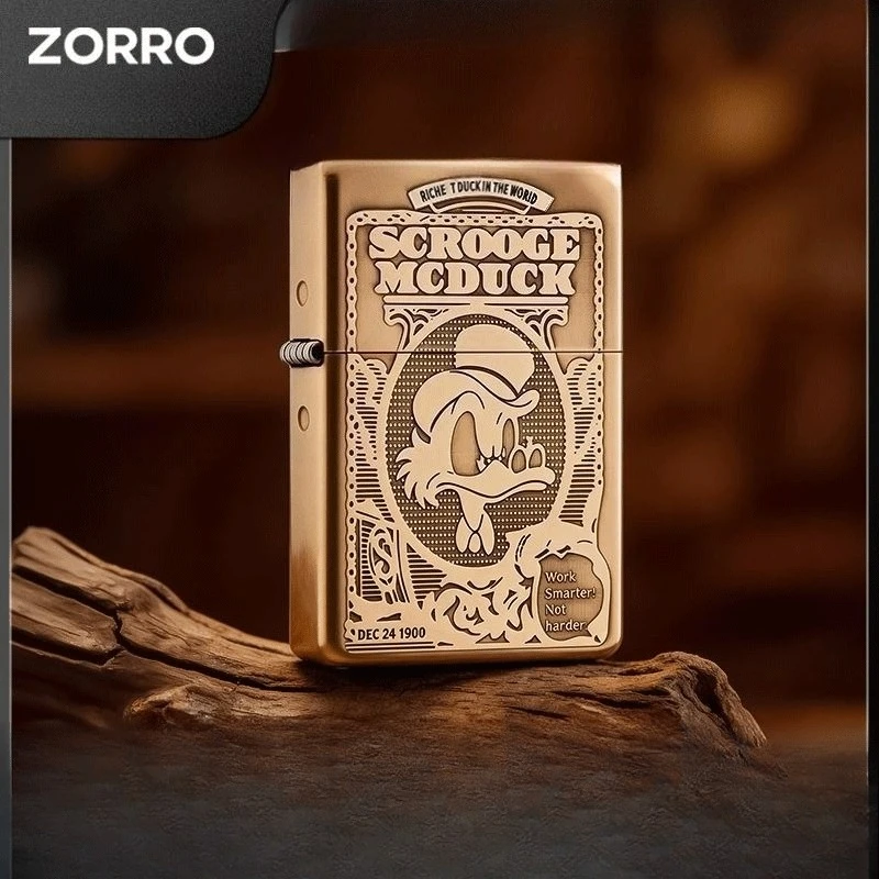2026【ZORRO】Briquet à kérosène Zorro Scrooge Donald Duck, design rétro et original, cadeau d'anniversaire pour hommes, gadgets pour hommes