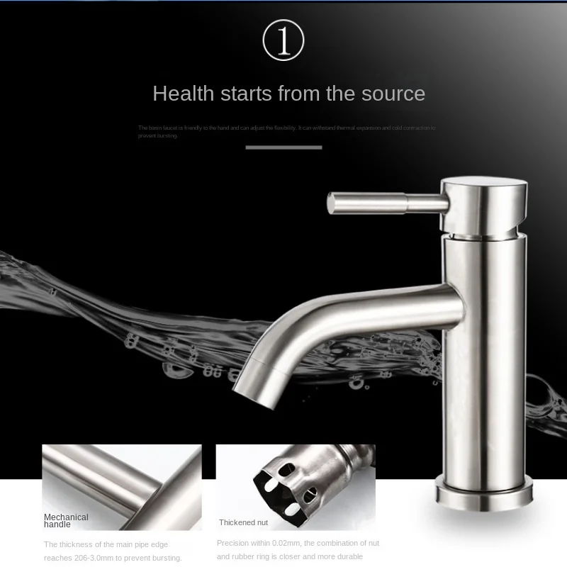 

Hot and Cold Basin Faucet Bathroom Washbasin Wash Basin Under Counter Basin Faucet 304 Stainless Steel Vanity Faucet