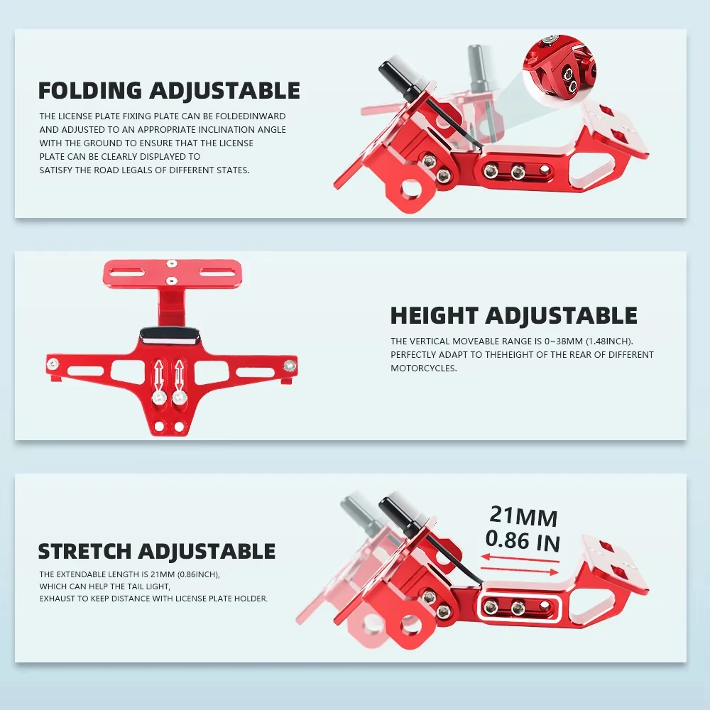 Universal Adjustable Motorcycle License Number Plate Bracket Rear Turn Signal Lamp Holder CNC Aluminum Fender Eliminator Kits