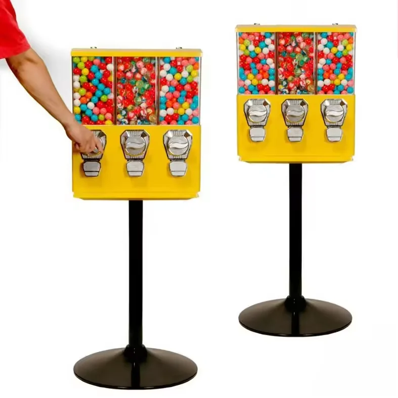 Triple Head Candy Vending Machine With Coin Payment Toy For New Business Ideas For Ages 6+