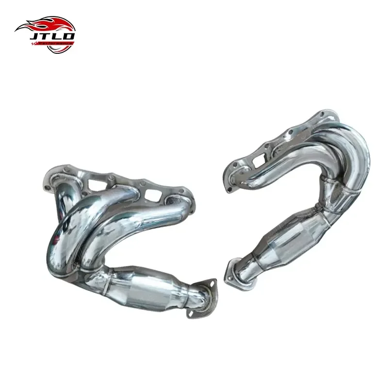 JTLD Polished 304 Stainless Steel Exhaust Catted Header 200 Cells High Flow for Porsche 981 Cayman Exhaust Manifold Escape