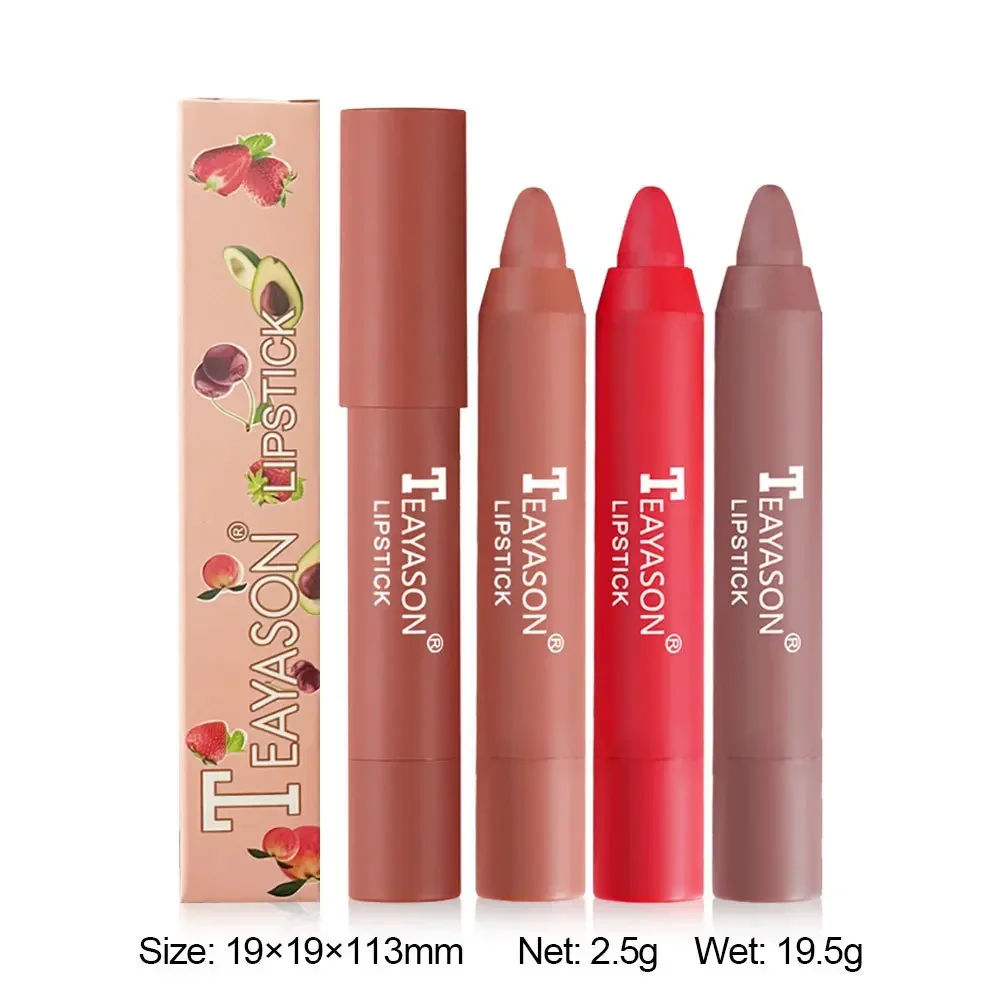 3 stks/set Fluwelen Matte Lippenstift Pen Cosmetica Waterdicht Blijvende Naakt Krijt Lipsticks Niet Kleverige Bruine Lip Liner Potlood Make-Up