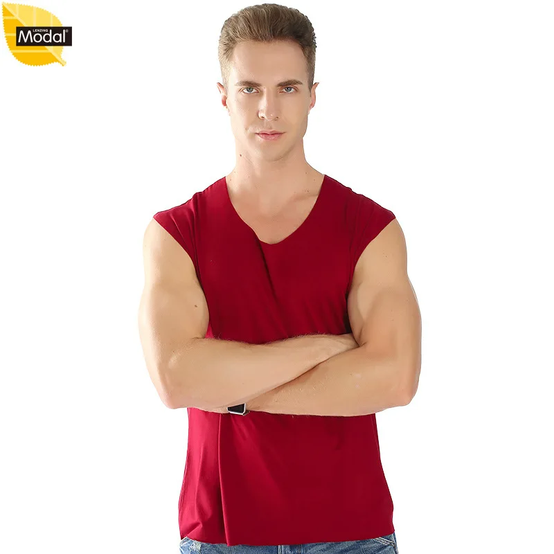 Men's New Summer Plus Size Modal Seamless V-neck Wide Top Vest Top De Academia Sexy Men Sport and Comfortable Fit 40-125kg