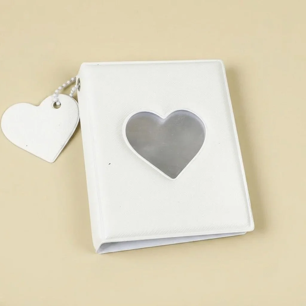 One 3-Inch Photo Album Holder, for Storing Photos, with a Heart-Shaped Design, Convenient for Carrying Around.
