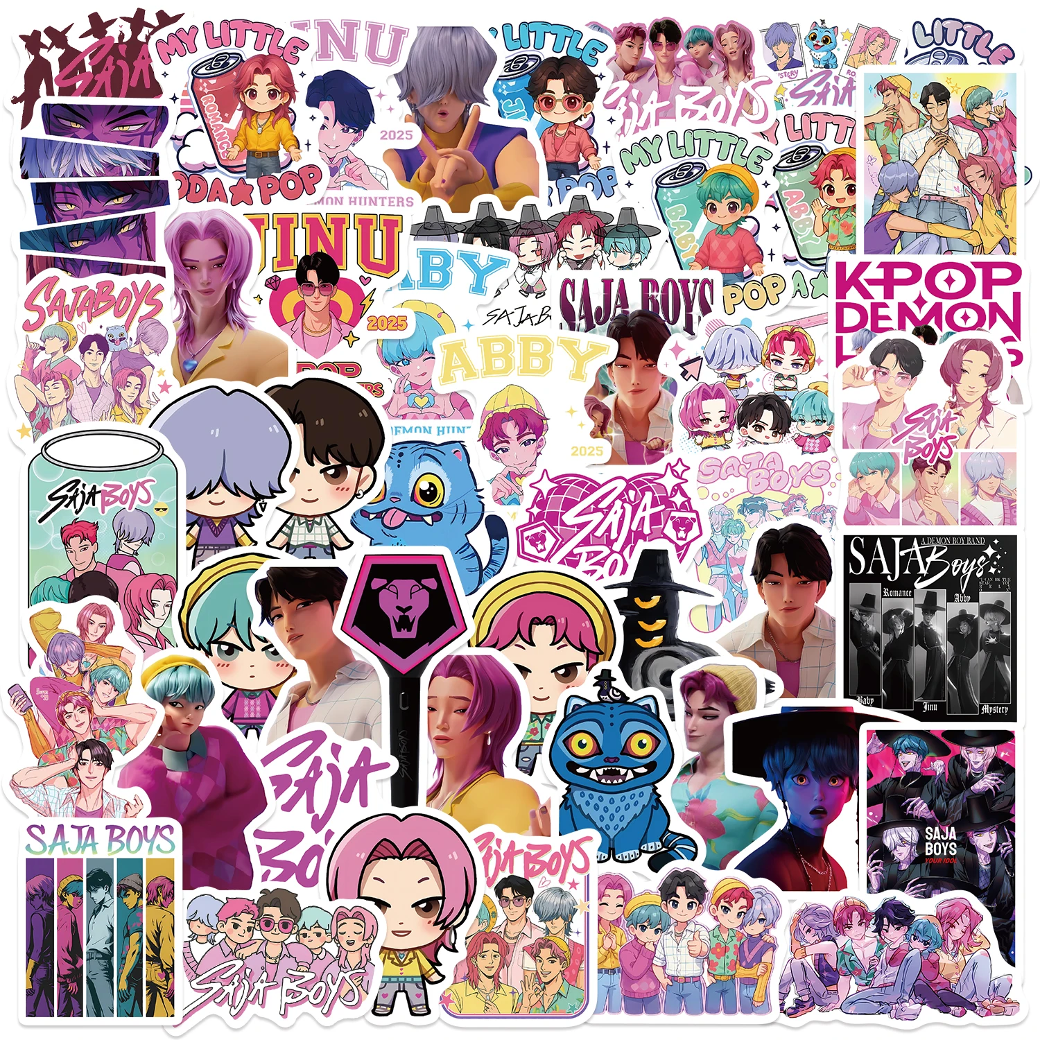 50Pcs Stiker Grafiti Anime Kartun Saja Boys untuk Gitar, Notebook, Koper, DIY, Stiker Tahan Air