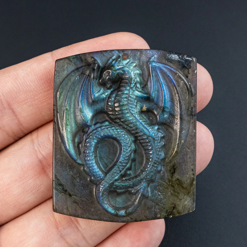 

1Pcs Rectangle Cut Blue Flash Labradorite Pendants 46X39X8MM Unpolished Gemstones for Crystal Pendant Assemblies