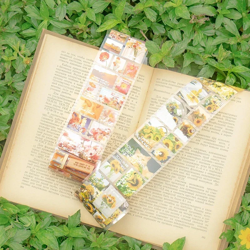 

1Roll Decorative Tape Trail Garden Wind Silver material plant Flowers Collage Packing Sunflower summer Scrapbooking 5.5CM*2M