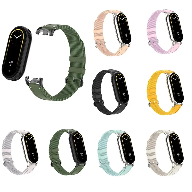 Pure Color Fabric Braided Sport Strap For Xiaomi Mi Band 8 Replacement Bracelet Wristband