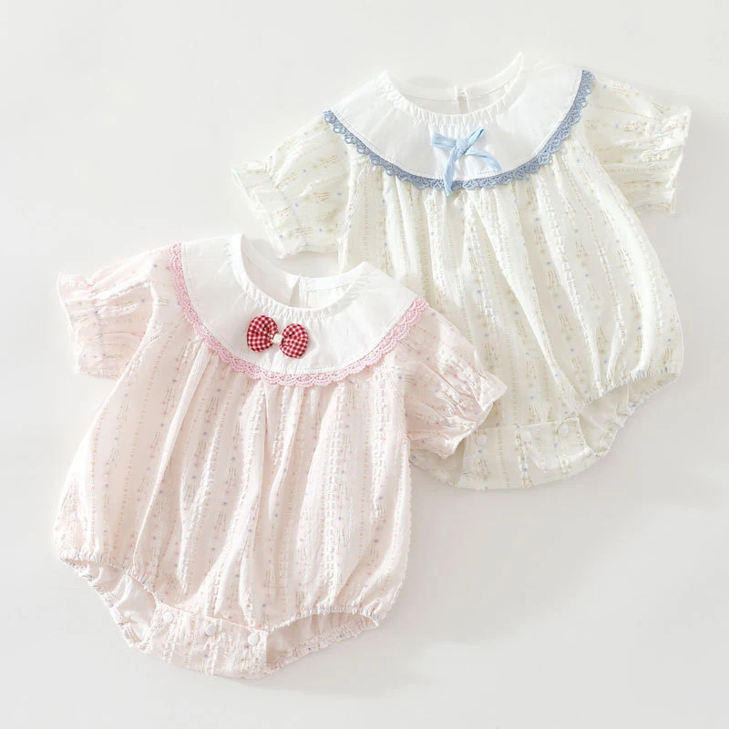 2026 Summer Baby Bodysuit Breathable Cotton Jacquard Onesies Cute Casual Clothes For 6M-2Y Baby