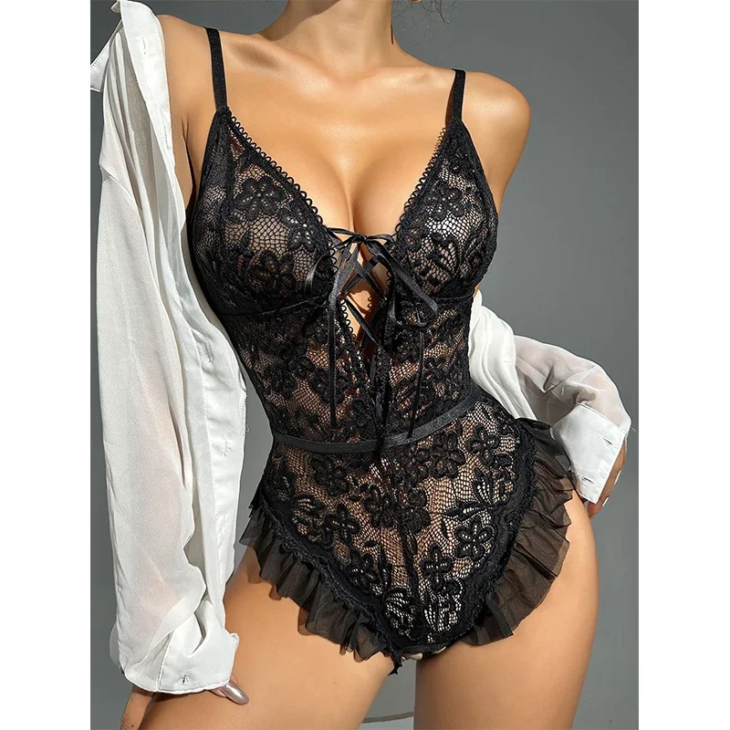 Erotic Hot Lace Open Bra Lingerie for Women Sexy Underwear Porn See Through Babydoll Dress Sexy Lingerie Costumes Plus Size