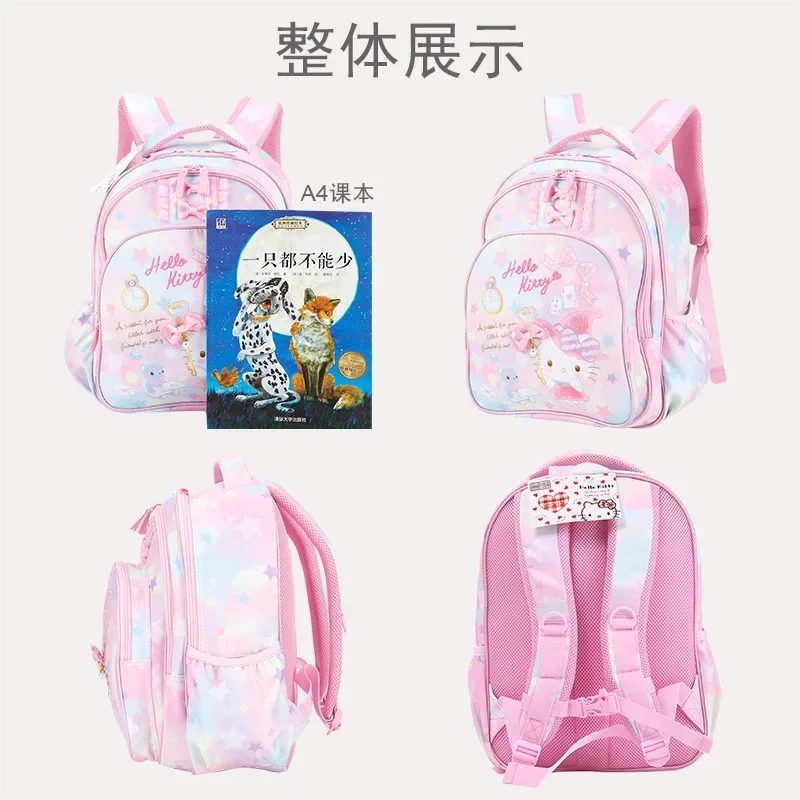 Sanurgente-Sac à dos Hello Kitty pour enfants, cartable étudiant, sac à dos de dessin animé décontracté, coussin initié, grande capacité, mignon, nouveau