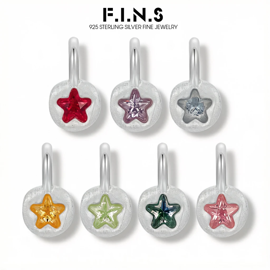 

F.I.N.S Original Round S925 Sterling Silver Star Pendant Multi-Colored Zircon Small DIY Stackable Charms Fine Jewelry Accessory