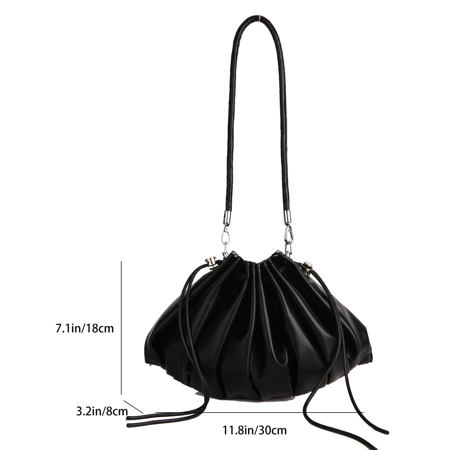 Luxury Silver Shoulder Bag For Women Brand Designer Handbag And Purse 2025 New Striped Pleated Bucket Bag Fashion Clutch Bag