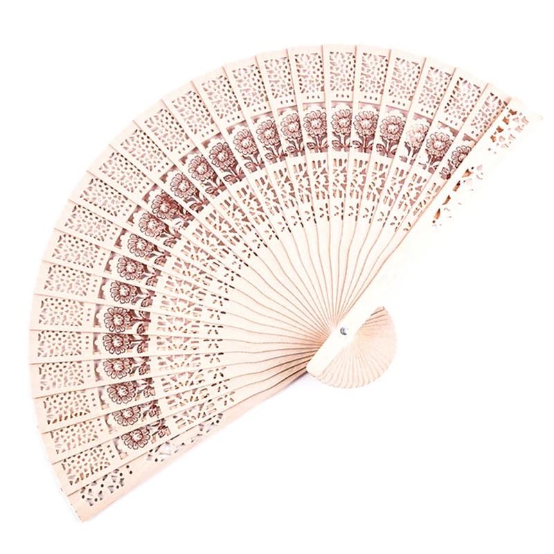 1pc Chinese Hand-held Fan Wooden Fold Fans Scented Wedding Party Gift Bamboo Fan Wedding Bridal Party Decoration Handcraft