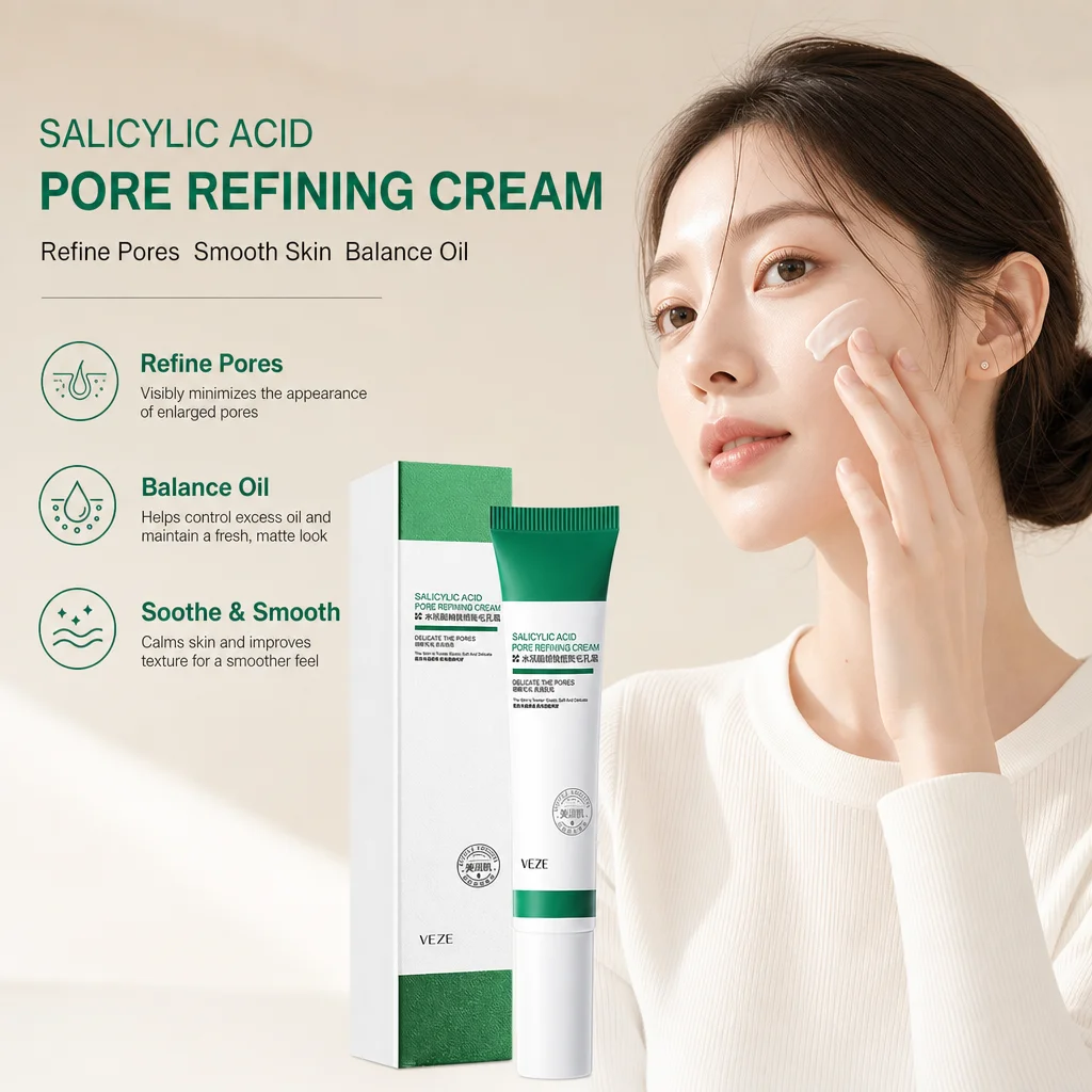 Salicylic Acid Pore Refining Cream Tea Tree Niacinamide Centella Asiatica Oil Control Soothing Exfoliating Facial Skin Care