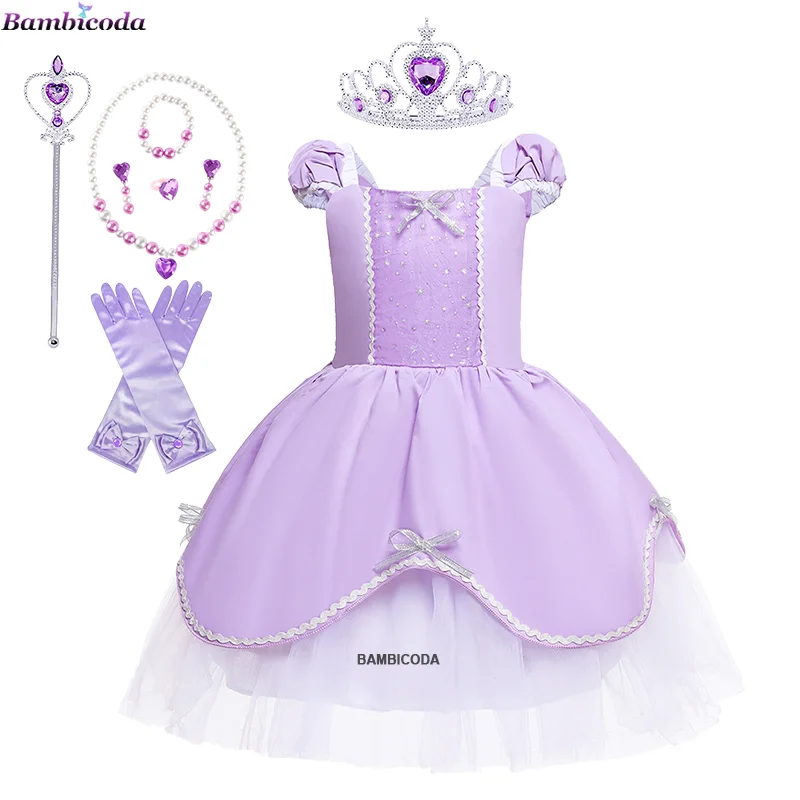 Vestido de Rapunzel para niñas, disfraz de Cenicienta, ropa de princesa, guantes de corona, vestido de baile para fiesta de cumpleaños, disfraz de bebé