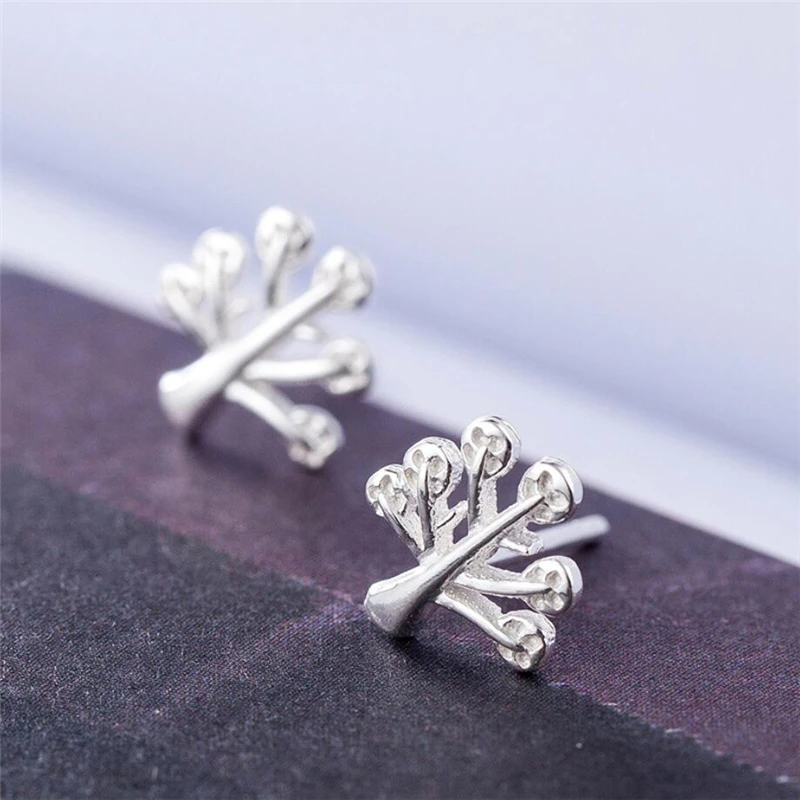 Sole Memory Fresh Simple Small Tree Cute Literary Personality 925 Sterling Silver Female Stud Earrings EA551