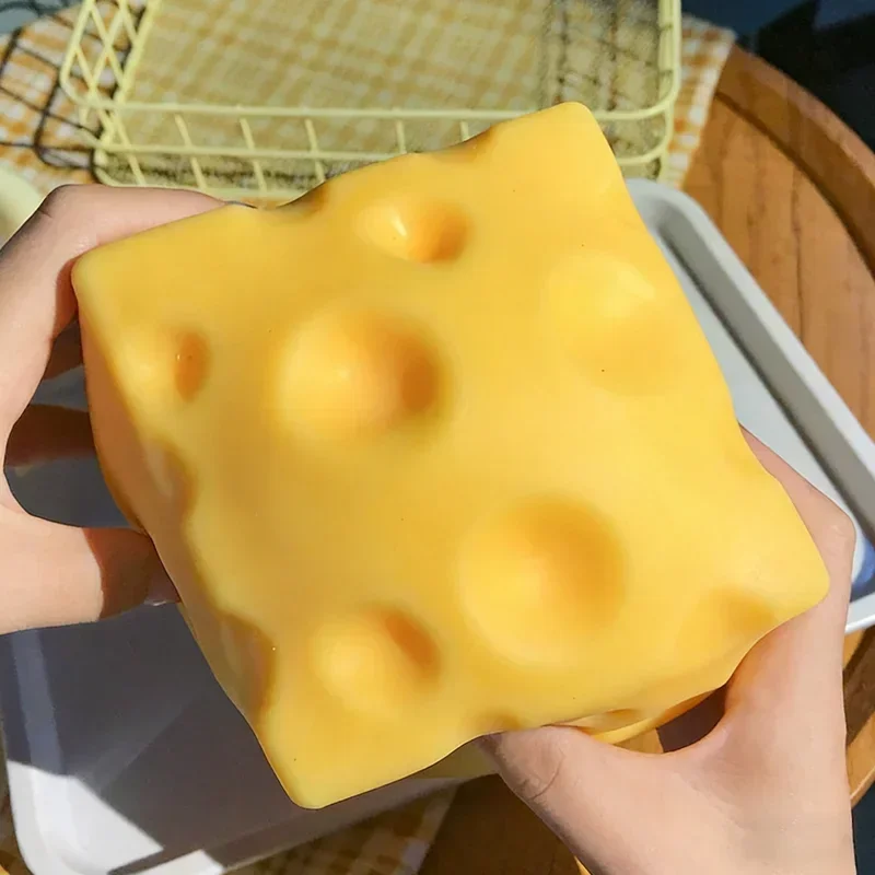 Slow Rebound Squishy Cheese Sensory Fidget Toy Soft Butter Stress Relief Push Toy Fun Gift for Kids Best Christmas Present