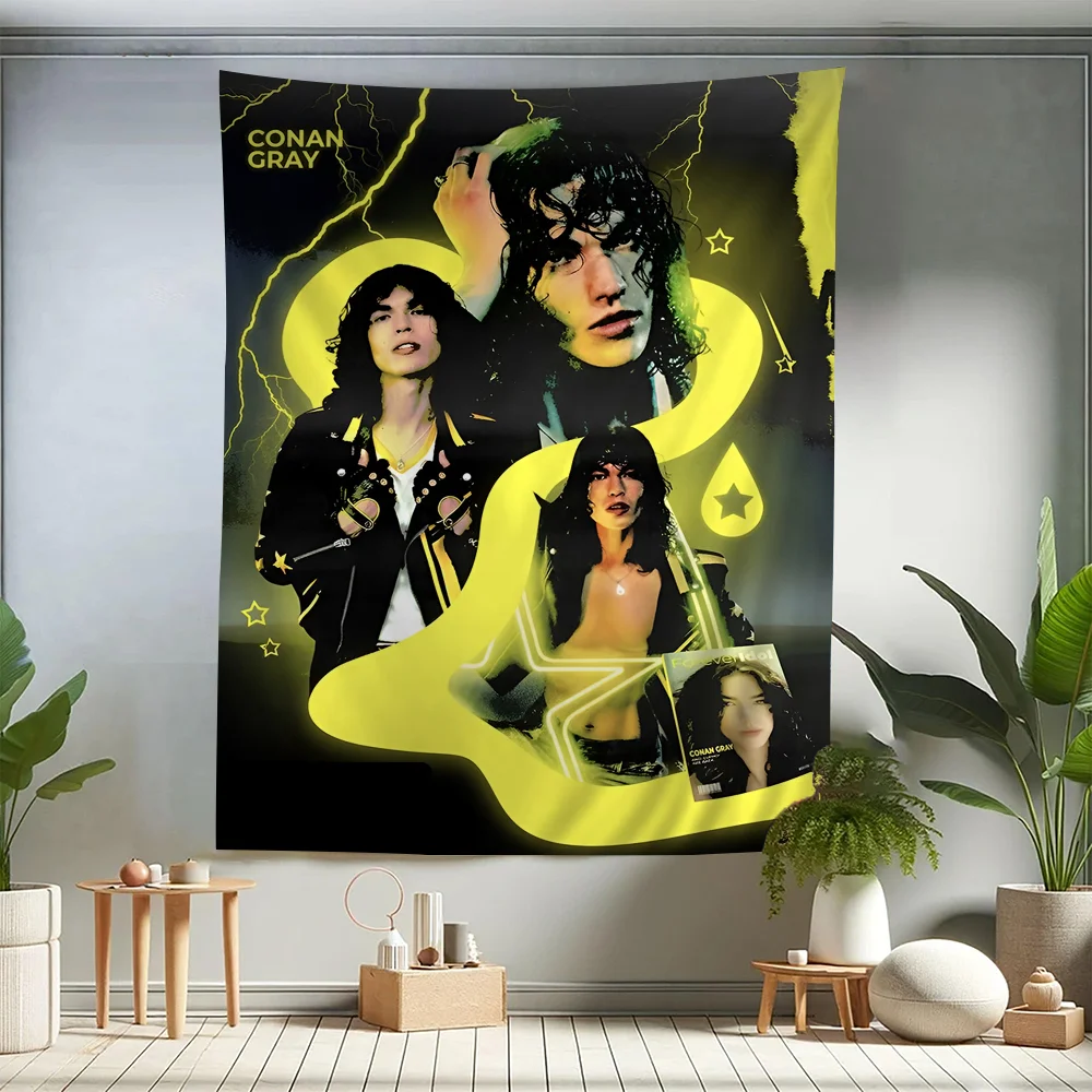 Pop Singer Conan Grays 2022 World Tour Anime Tapestry Hippie Flower Wall Carpets Dorm Decor Wall Hanging Home Decor