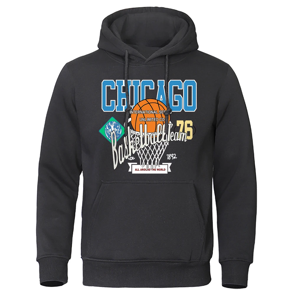 Chicago Basketball Dream 76 Printing Mens Pullover Creativity O-Neck Hoodies Casual Oversize Clothes Autumn Warm Man Hoodie