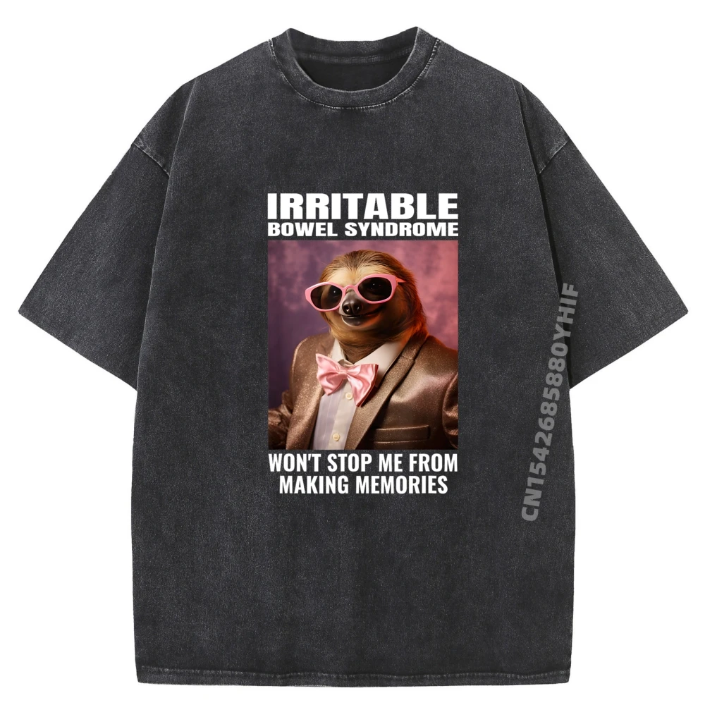 

Family T-shirt Man Classic IBS Warrior Tummy Ache Funny Mens Tops & Tees Cool Fashion Washed Tee-Shirt