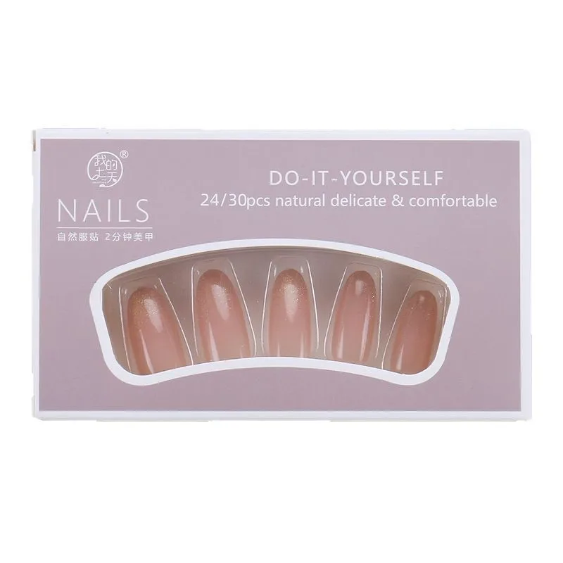 24 pçs ouro em pó explosão flash imprensa no prego estilo francês unhas falsas artificiais sem costura removível unhas falsas