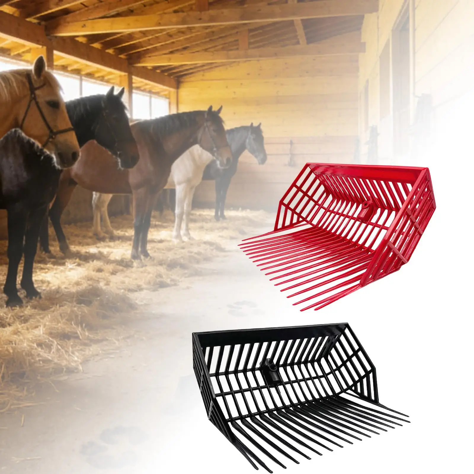 Manure Fork Head, Replacement Head, Garden Rake, Material, Angled Tines, Easy Cleaning for Animal Care, Ranch Operations