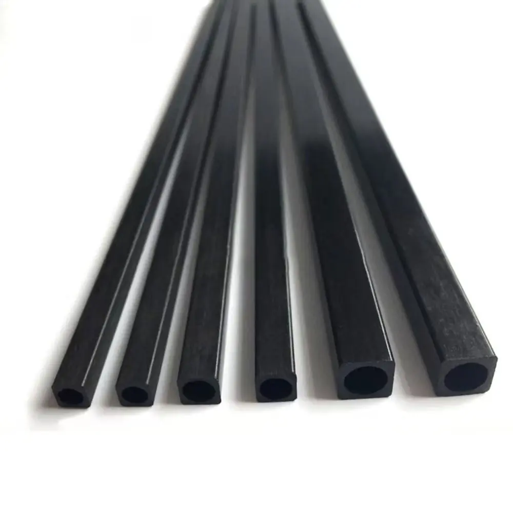 2pcs 500mm Length Carbon Fiber Square Tube High Strength OD 2-10mm Outer Square Inner Round Rectangle Tube ,For Kite Tent RC DIY