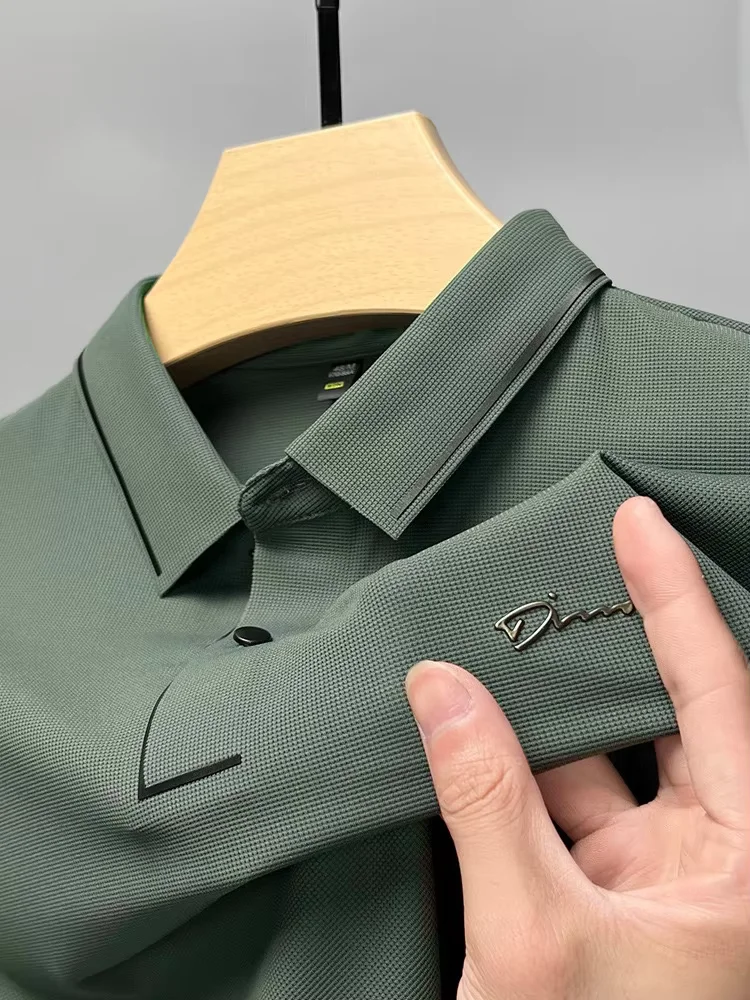 

High end ice silk comfortable and breathable short sleeve T-shirt men's summer fashion brand embroidery casual Paul polo shirt