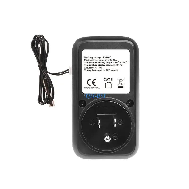 E15A Digital Temperature Controllers Socket With Timer Switches -40℃ To 120℃ Adjustable Thermostat Socket Switches Enduring
