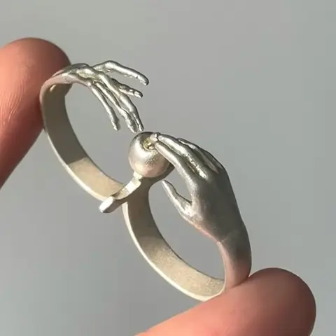 Versátil divertido lindo manzana dos dedos exquisito elegante moda anillo pequeño multifuncional Simple Retro anillo joyería