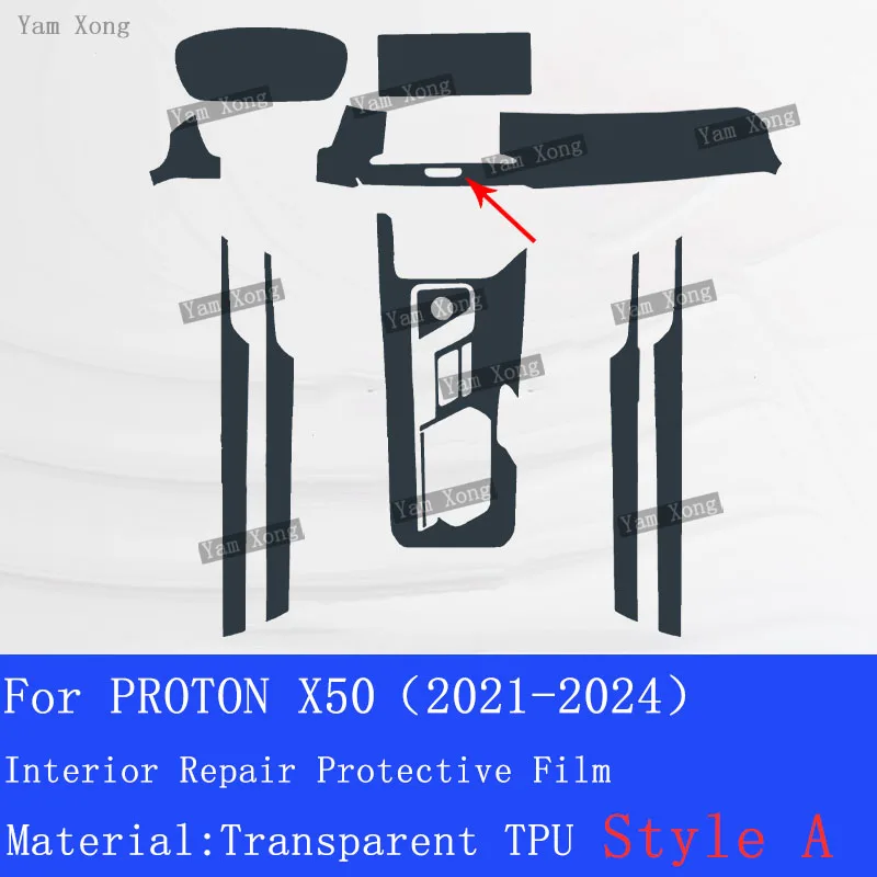 

Car Interior Protector Sticker Kit For PROTON X50 (2021-2024) Center Console Control Panel Protective Film Anti Scratch Cover