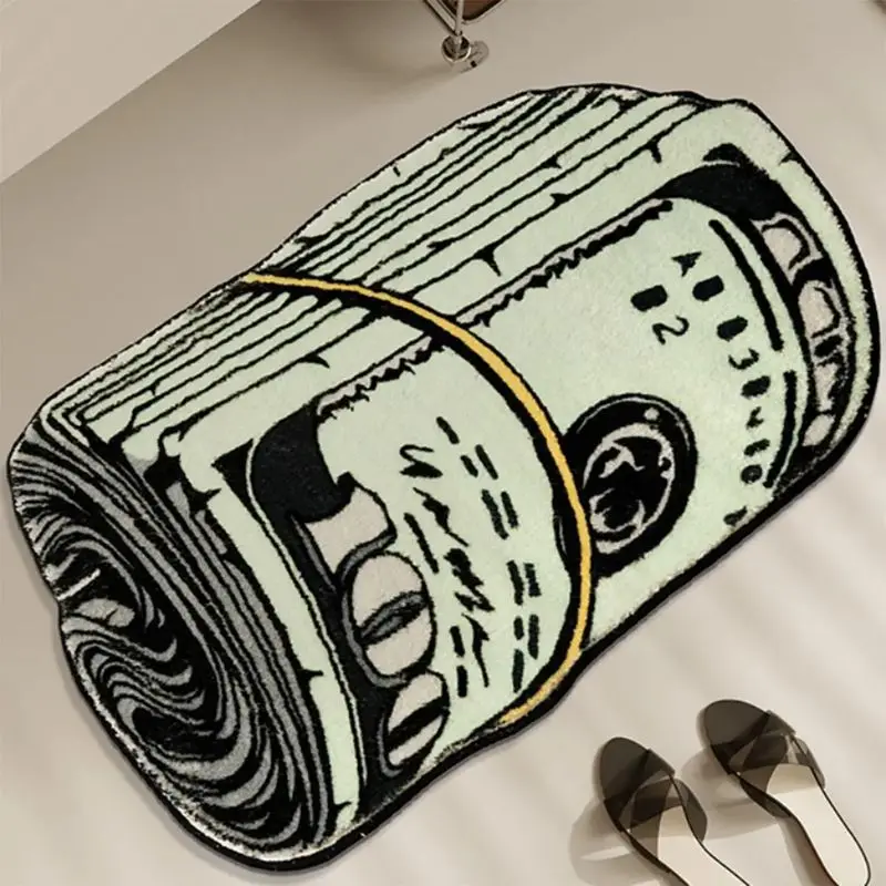 VIKAMA Rolled Money Bill Novelty Rug for Living Room Floor Carpet Mat Cute Soft Cozy Aesthetic Snug Washable Home Decor