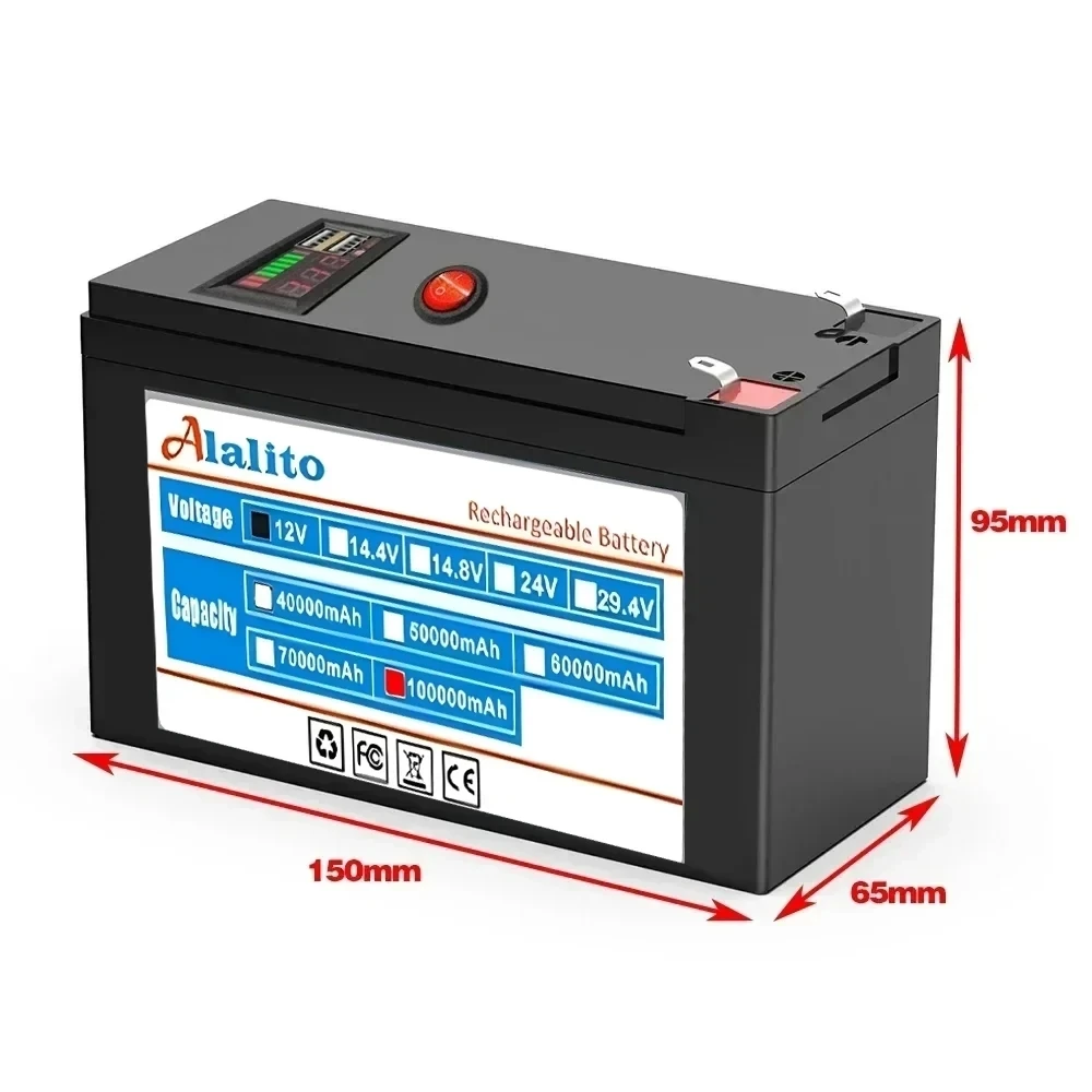 Zupełnie nowy opryskiwacz 12V 100Ah 3S6P wbudowany wysokoprądowy 30A BMS 18650 akumulator litowy do akumulatora pojazdu elektrycznego