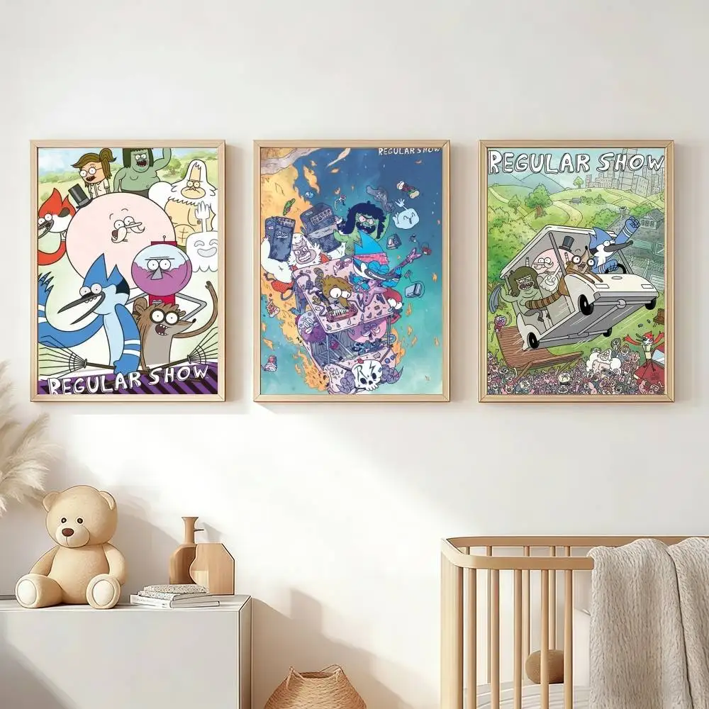 Cartoon Funny R-Regular Show Poster Stickers High-Quality Classic Print Retro Wall Decor Living Room Home HD Gift Holidays
