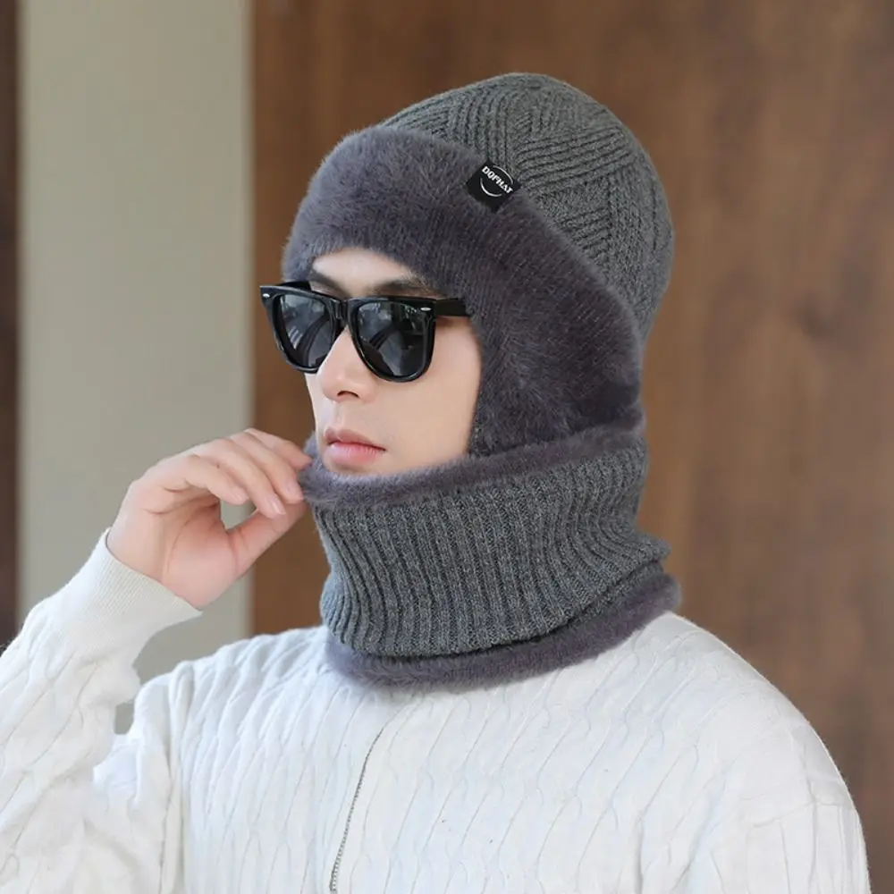 Fashion Men Gift Winter Hat Soft Knitted Winter Keep Warm Neck Scarves Outdoor Ear Protection Skating Running Face Mask