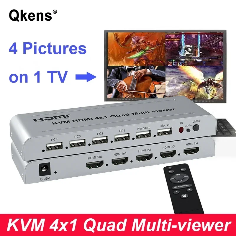 Imagem -02 - Hdmi Kvm 4x1 Quad Multi Viewer 1080p Screen Video Splitter Multivisualizador Hdmi Switch sem Emenda Can Mouse Through Laptop Pcs