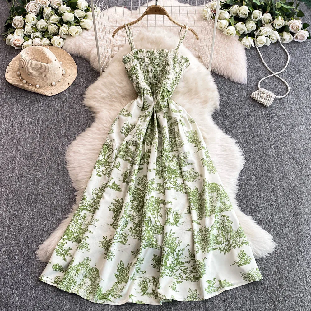 Women Dress 2026 New Summer Fashion Fairy Mesh Party Dress Korean Pop Floral Print Vacation Beach Dress Streetwear Sundress