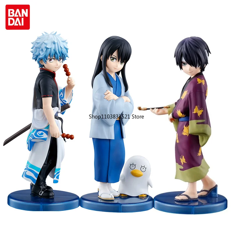 BANDAI Adokenette Series GINTAMA Takasugi Shinsuke&Sakata Gintoki&Katsura Kotarou& Q Version Anime Action Figure Model Ornaments