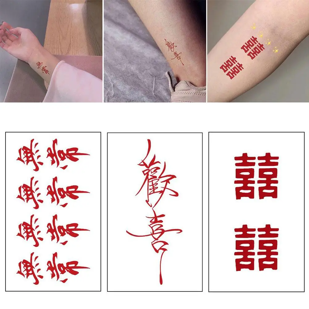 

1pcs Red Chinese Characters Tattoo Stickers Waterproof Women Fake Tattoo Sticker Body Tattoo Men Temporary Fashion L9Z4