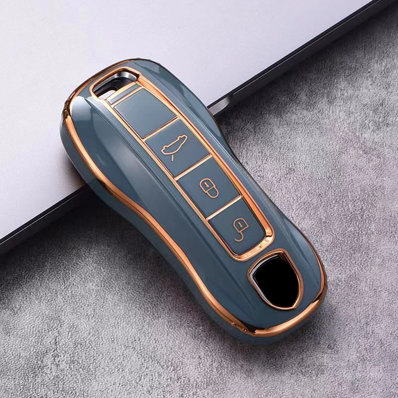 For Porsche Cayenne Panamera 971 911 9YA Macan 718 Taycan Boxster 3 TPU Car Remote Key Case Cover Accessorie