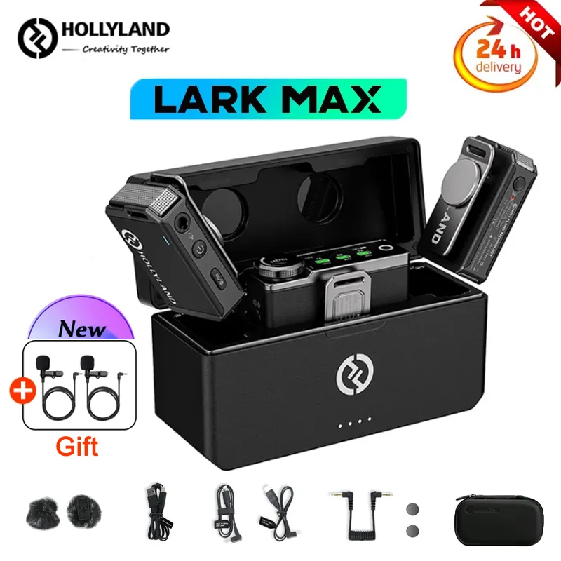 

Hollyland Lark Max Professional Wireless Lapel Lavalier Microphone for DSLR Cameras Laptop Live Broadcast Interview Vlog