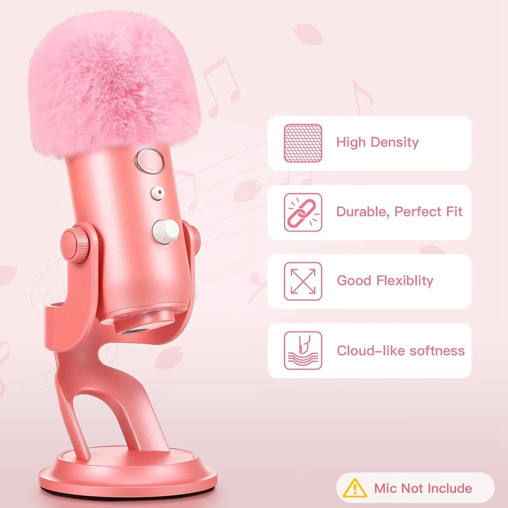 Capa de espuma de microfone para microfone azul, capa de espuma de microfone com pára-brisas peludo para k66 rosa