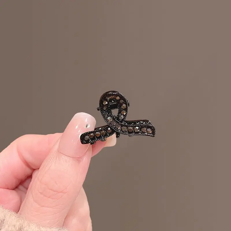 Black Rhinestone Wave Clip Women's High-end Hair Accessory Bang Small Hair Clip Side Internet Famous Headband Small Gripper Clip view 4