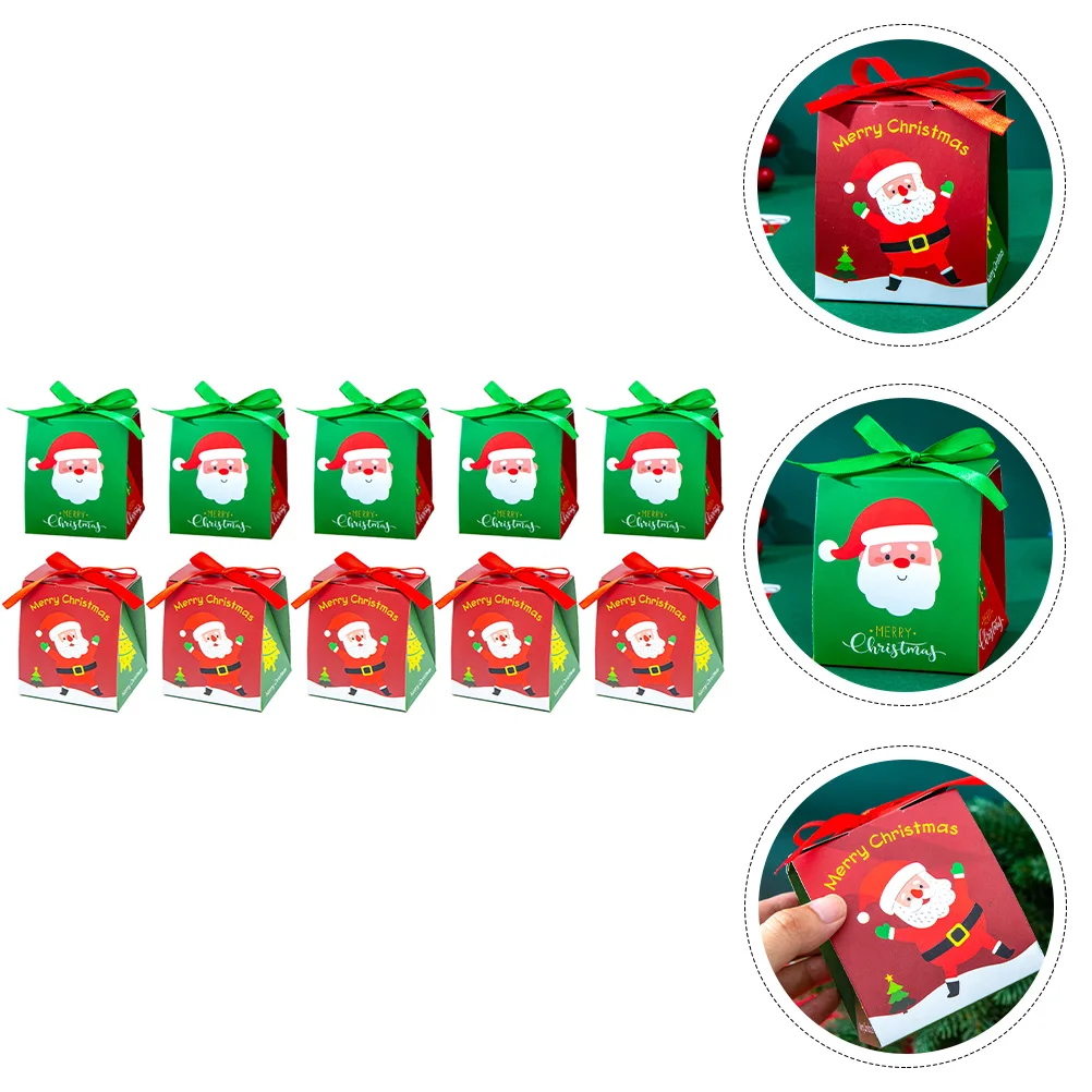 

10Pcs Christmas Candy Boxes Premium Foldable Paper Gift Boxes for Holiday Treats Storage Present Wrapping Party Supplies