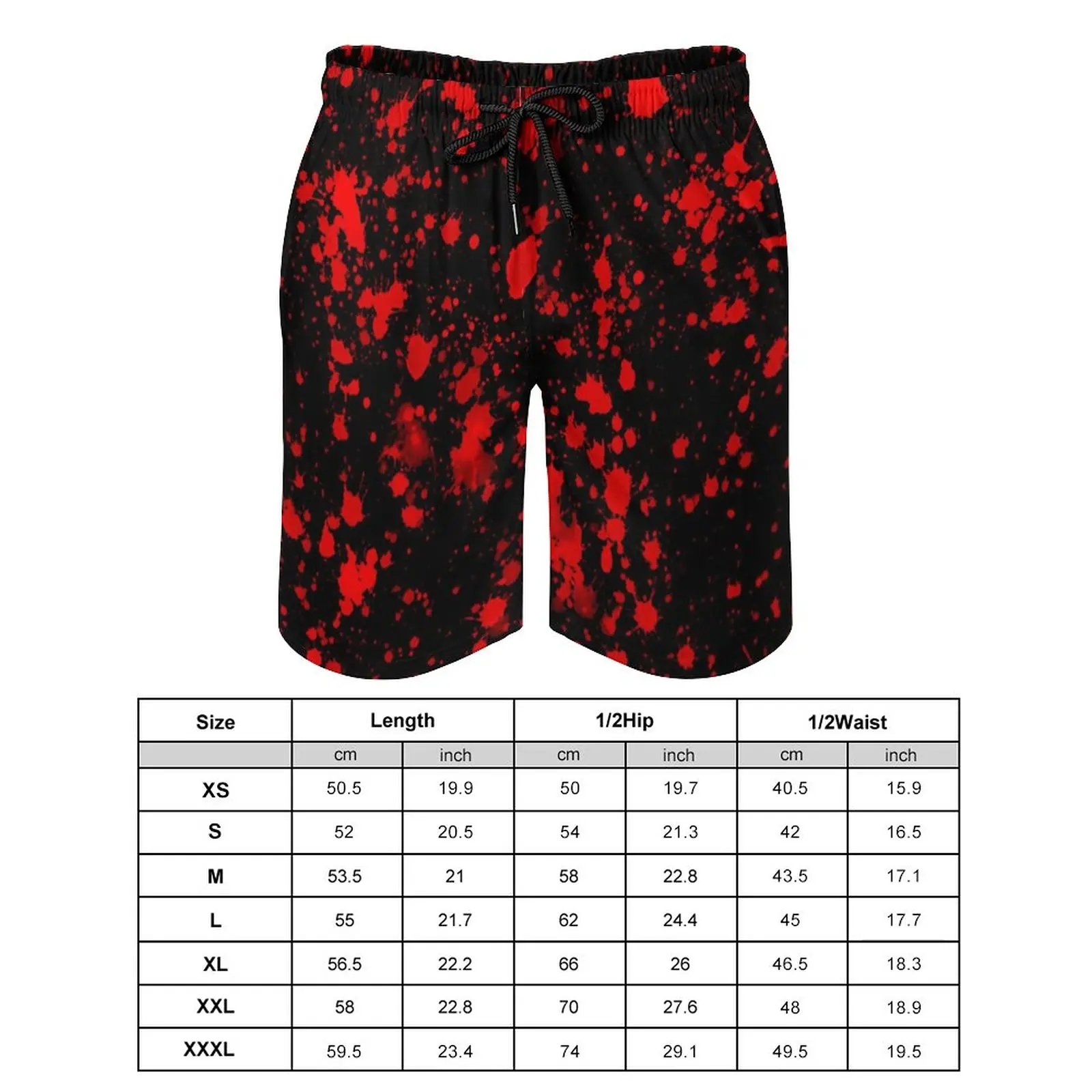 Red Paint Splatter Board Shorts Artistic Splash Print Fashion Beach Shorts Man Pattern Surfing Quick Drying Swimming Trunks Gift