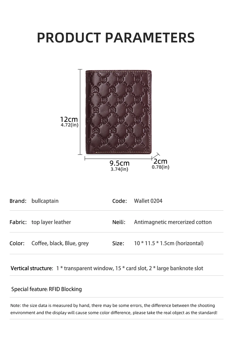 BULLCAPTAIN Herren-Geldbörse aus Echtleder mit RFID-Schutz, Ausweisfenster, vertikale Bifold-Geldbörse für Herren mit Vintage-Kartenhalter – Detail 11