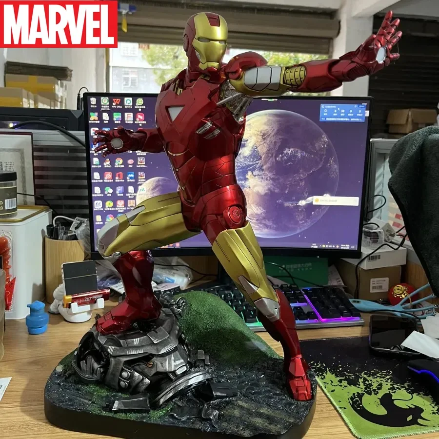 50cm Marvel Avengers Iron Man Mk6 Anime Figures Large Figurine Luminous Figures Gk PVC Model Ornaments Boyfriend Birthday Gift