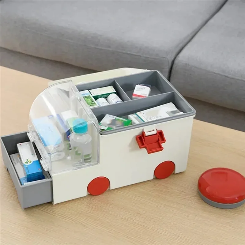 

BMBY-Multifunctional Portable Medicine Box Large Capacity Ambulance Medicine Storage Household Box Grey